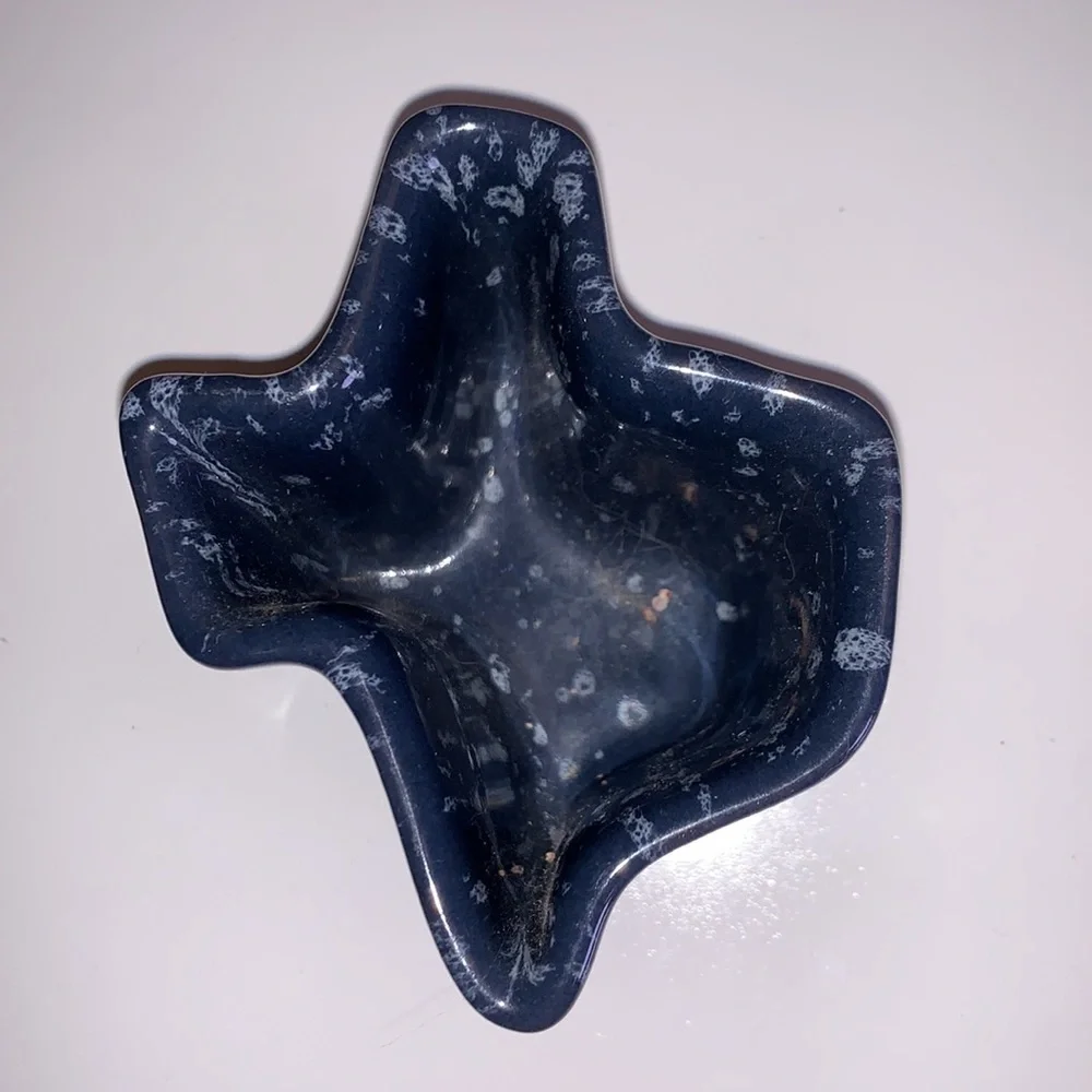 Frankoma Pottery Blue Speckle Texas Shaped Trinket Dish-Rare!